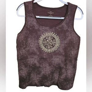 Sonoma Brown Ornate Tank Top